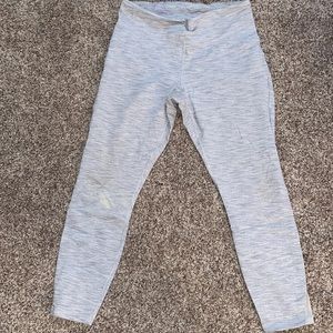 White with gray striped leggings